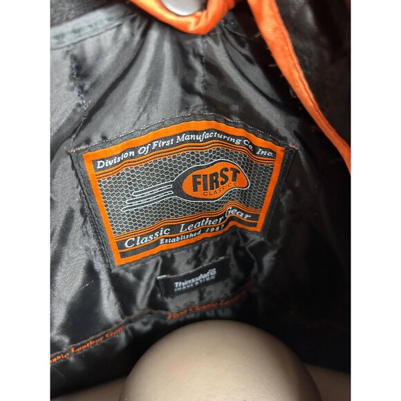 Black womens size large lather jacket super heavy first Classics classic leather - Picture 2 of 10